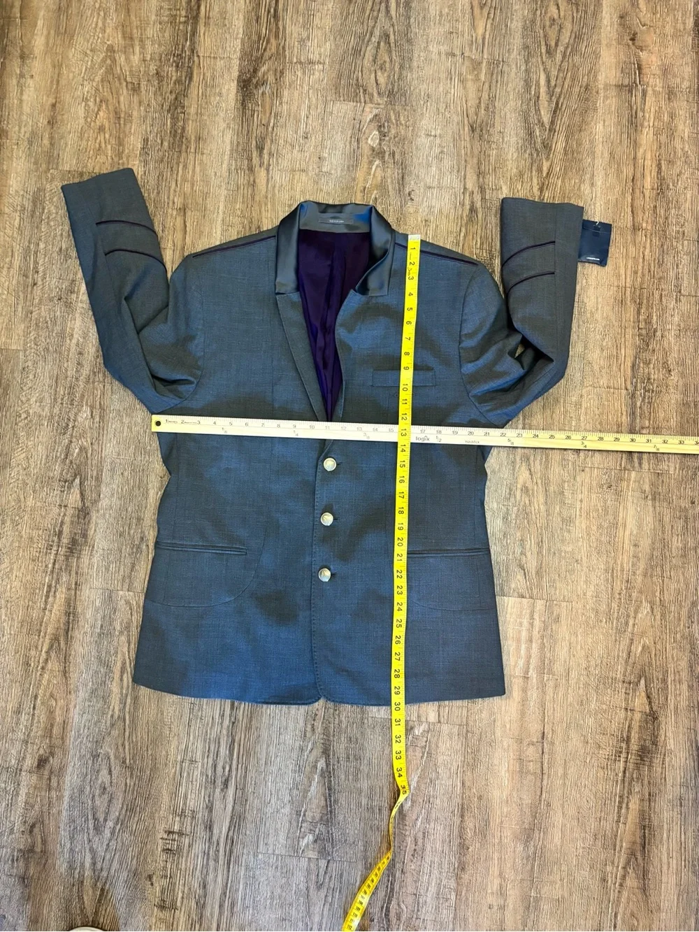 Lands' End Gray Sport Coat with Purple Lining